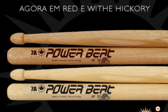 Linha de baquetas Power Beat agora em White e Red Hickory!